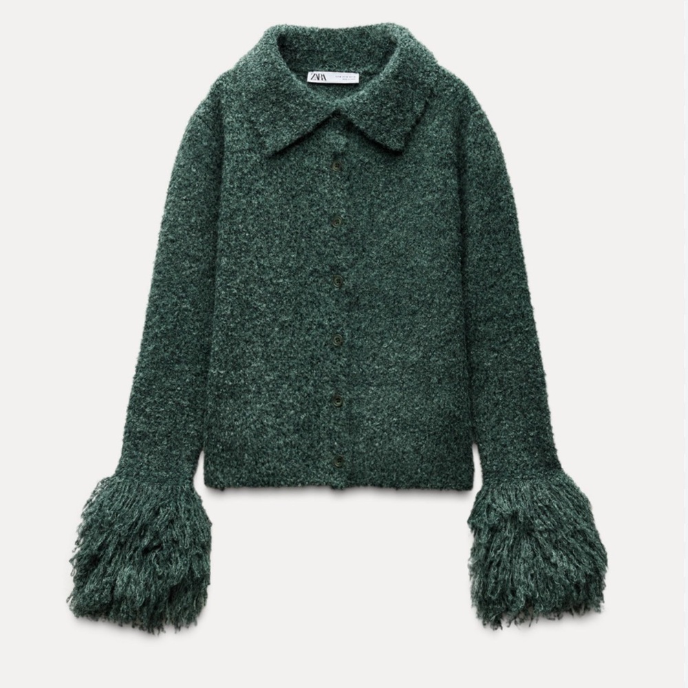 ZARA FRINGED SLEEVE KNIT JACKET